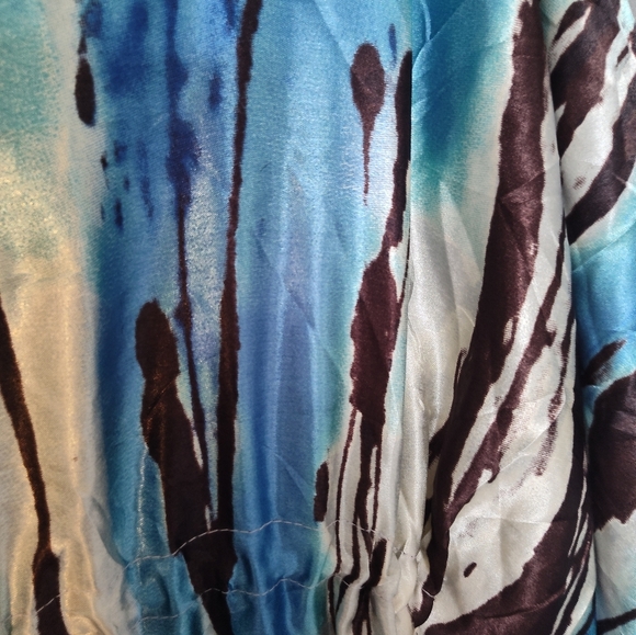 CARESS BLUE WATERFALL MULTI MIX S-4X LOUNGE COVERUP ROBE CAFTAN DRESS KAFTAN#304 - Picture 3 of 4